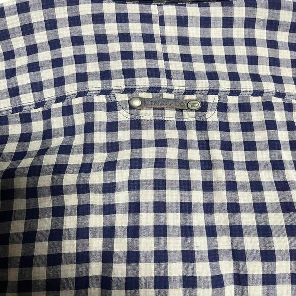Diesel Gingham Plaid Oxford Shirt Men's XL Blue Button Up Cotton but Feels Linen - Picture 7 of 12